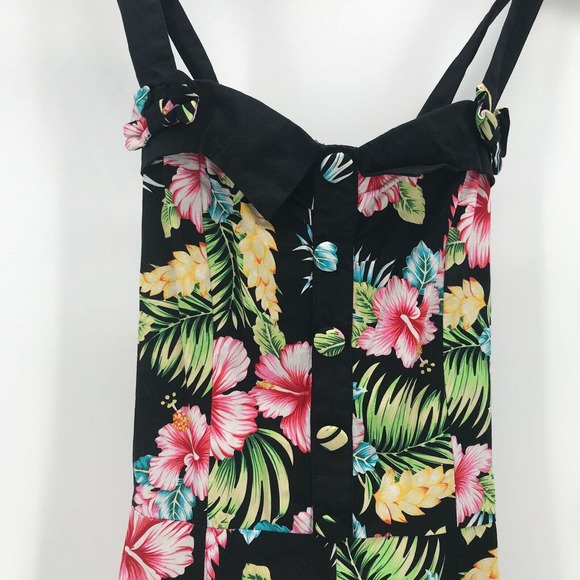 Banned Apparel Romper Womens Small Tropical Floral Print Retro Adjustable Straps - Picture 3 of 12
